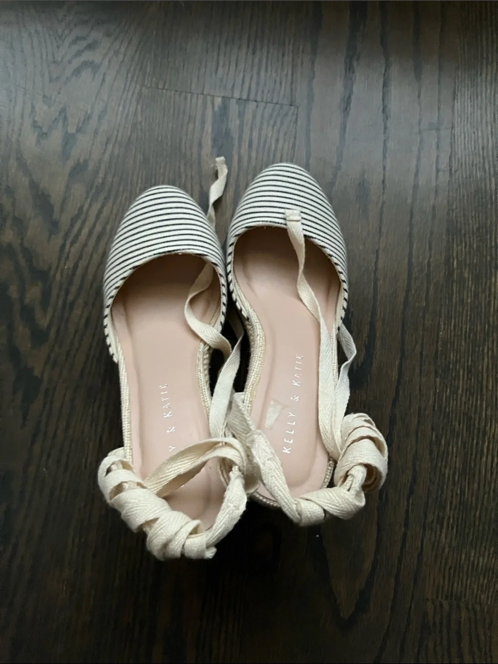Kelly & Katie Navy & Cream Ankle Tie Espadrilles – Size 7.5 – Summer Shoes